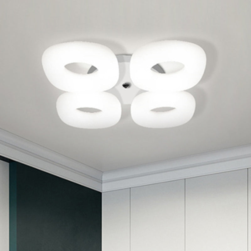 Contemporary White Flush Ceiling Light Circle 3/4 Heads LED Ceiling Fixture for Living Room Bedroom Clearhalo 'Ceiling Lights' 'Close To Ceiling Lights' 'Close to ceiling' 'Semi-flushmount' Lighting' 1043915