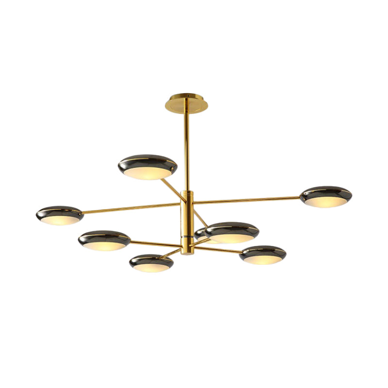 Starburst Chandelier Lighting with Black/Silver Drum Shade Postmodern 3/4/5 Heads Metal Hanging Ceiling Light for Living Room Clearhalo 'Ceiling Lights' 'Chandeliers' 'Modern Chandeliers' 'Modern' Lighting' 1044006