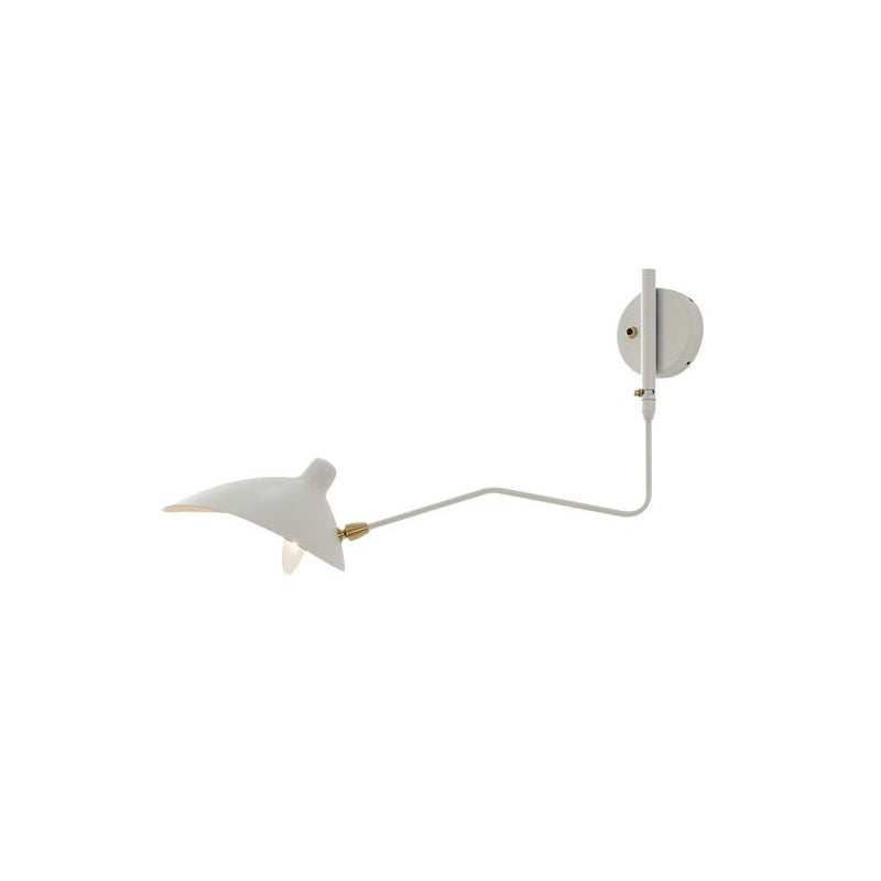 1/2-Light Living Room Wall Sconce with Curved Arm Metallic Shade Modern Style Black/White Wall Mounted Lamp Clearhalo 'Cast Iron' 'Glass' 'Industrial' 'Modern wall lights' 'Modern' 'Tiffany' 'Traditional wall lights' 'Wall Lamps & Sconces' 'Wall Lights' Lighting' 1044056