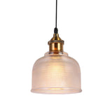 Traditional Cup Shaped Pendant Light Ridged Glass 1 Light Hanging Lamp for Balcony Kitchen Clearhalo 'Ceiling Lights' 'Glass shade' 'Glass' 'Modern Pendants' 'Modern' 'Pendant Lights' 'Pendants' Lighting' 1044098