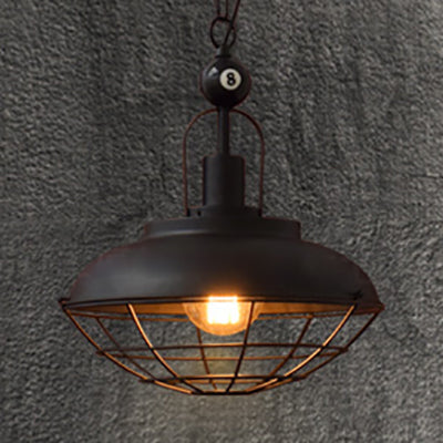 1 Light Barn Wire Cage Pendant Lamp Industrial Stylish Black Finish Metal Ceiling Fixture for Restaurant Black Clearhalo 'Art Deco Pendants' 'Black' 'Cast Iron' 'Ceiling Lights' 'Ceramic' 'Crystal' 'Industrial Pendants' 'Industrial' 'Metal' 'Middle Century Pendants' 'Pendant Lights' 'Pendants' 'Rustic Pendants' 'Tiffany' Lighting' 104613