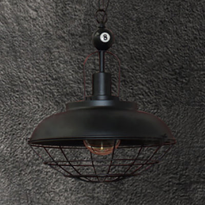 1 Light Barn Wire Cage Pendant Lamp Industrial Stylish Black Finish Metal Ceiling Fixture for Restaurant Clearhalo 'Art Deco Pendants' 'Black' 'Cast Iron' 'Ceiling Lights' 'Ceramic' 'Crystal' 'Industrial Pendants' 'Industrial' 'Metal' 'Middle Century Pendants' 'Pendant Lights' 'Pendants' 'Rustic Pendants' 'Tiffany' Lighting' 104614