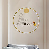 Mountain and Monk Mural Wall Lamp Creative Chinese Style Fabric Gold LED Sconce Light Clearhalo 'Wall Lamps & Sconces' 'Wall Lights' Lighting' 1046983