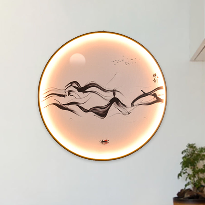 Zen/Hills Mural Wall Light Fixture Vintage Aluminum Black LED Wall Sconce Lighting for Restaurant Clearhalo 'Wall Lamps & Sconces' 'Wall Lights' Lighting' 1047050