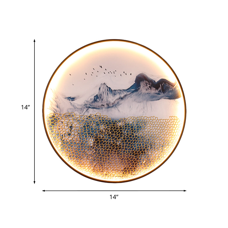 Blue Foggy Mountain Wall Mural Light Asia Aluminum LED Wall Mounted Lighting for Living Room Decoration Clearhalo 'Wall Lamps & Sconces' 'Wall Lights' Lighting' 1047100