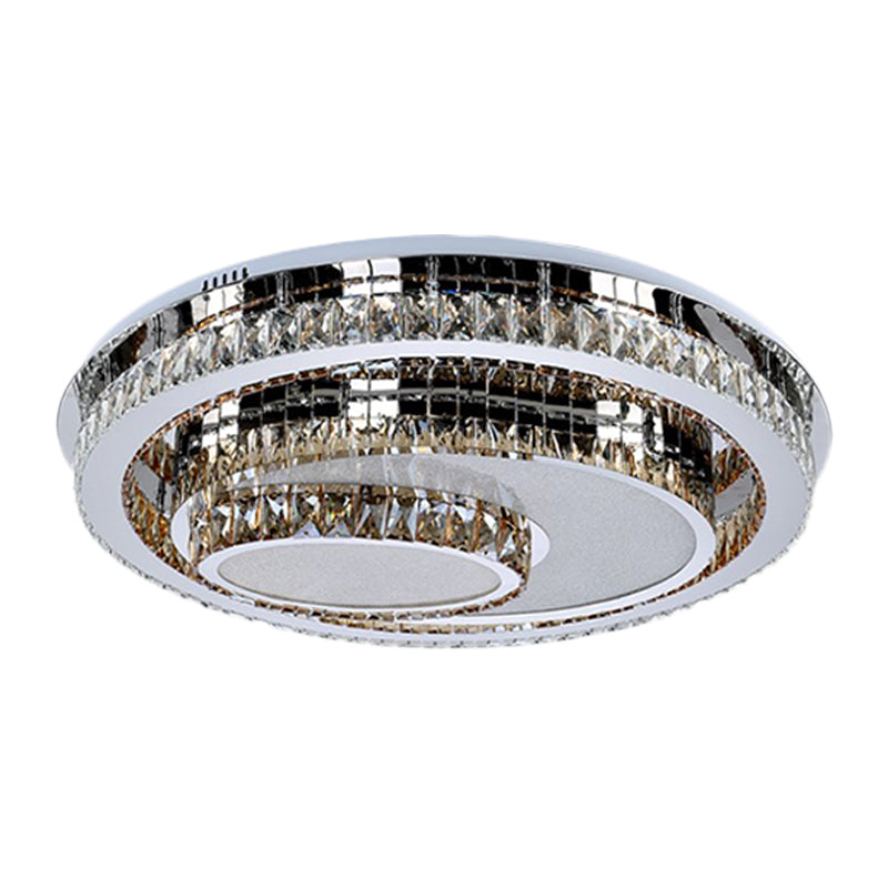 Stainless Steel Flush Mount Recessed Lighting Simple Beveled Crystal Prisms LED Living Room Ceiling Fixture Clearhalo 'Ceiling Lights' 'Close To Ceiling Lights' 'Close to ceiling' 'Flush mount' Lighting' 1047255