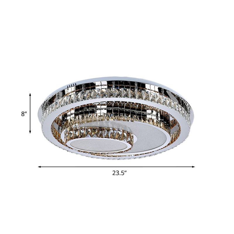 Stainless Steel Flush Mount Recessed Lighting Simple Beveled Crystal Prisms LED Living Room Ceiling Fixture Clearhalo 'Ceiling Lights' 'Close To Ceiling Lights' 'Close to ceiling' 'Flush mount' Lighting' 1047256