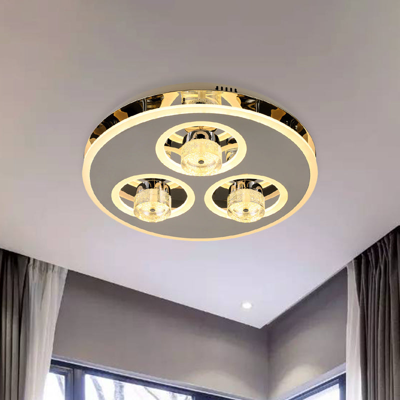Circle Beveled Crystal Flushmount Nordic Bedroom LED Close to Ceiling Lighting Fixture in Nickel - Nickel - Clearhalo - 'Ceiling Lights' - 'Close To Ceiling Lights' - 'Close to ceiling' - 'Flush mount' - Lighting' - 1047269
