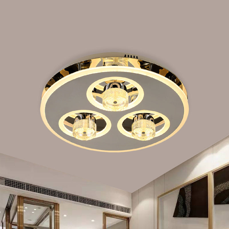 Circle Beveled Crystal Flushmount Nordic Bedroom LED Close to Ceiling Lighting Fixture in Nickel - Clearhalo - 'Ceiling Lights' - 'Close To Ceiling Lights' - 'Close to ceiling' - 'Flush mount' - Lighting' - 1047270