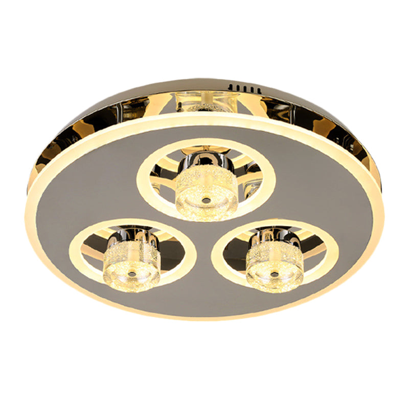 Circle Beveled Crystal Flushmount Nordic Bedroom LED Close to Ceiling Lighting Fixture in Nickel - Clearhalo - 'Ceiling Lights' - 'Close To Ceiling Lights' - 'Close to ceiling' - 'Flush mount' - Lighting' - 1047271