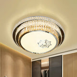 Stainless Steel Circle Light Fixture Ceiling Contemporary Crystal Bedroom LED Flush Mount Lighting Stainless-Steel Clearhalo 'Ceiling Lights' 'Close To Ceiling Lights' 'Close to ceiling' 'Flush mount' Lighting' 1047273