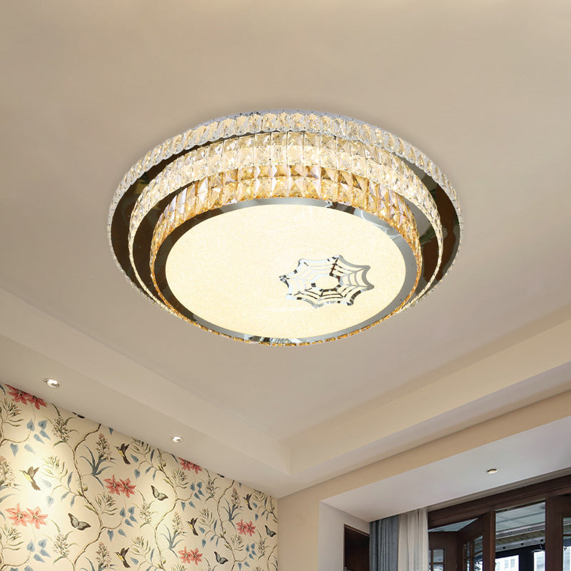 Stainless Steel Circle Light Fixture Ceiling Contemporary Crystal Bedroom LED Flush Mount Lighting Clearhalo 'Ceiling Lights' 'Close To Ceiling Lights' 'Close to ceiling' 'Flush mount' Lighting' 1047274