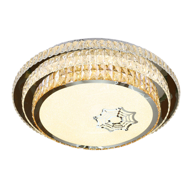 Stainless Steel Circle Light Fixture Ceiling Contemporary Crystal Bedroom LED Flush Mount Lighting Clearhalo 'Ceiling Lights' 'Close To Ceiling Lights' 'Close to ceiling' 'Flush mount' Lighting' 1047275