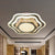 Faceted Glass Stainless Steel Flush Light Fixture Hexagon LED Minimalist Close to Ceiling Lamp
