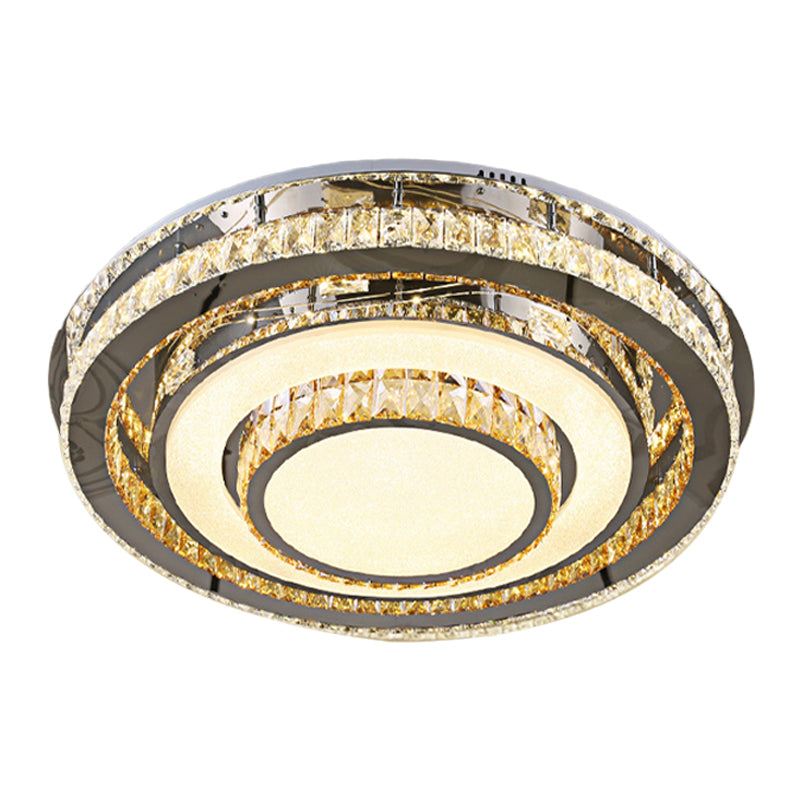 Simple Rounded Close to Ceiling Lighting Fixture Inserted Crystal LED Flushmount in Nickel Clearhalo 'Ceiling Lights' 'Close To Ceiling Lights' 'Close to ceiling' 'Flush mount' Lighting' 1047283