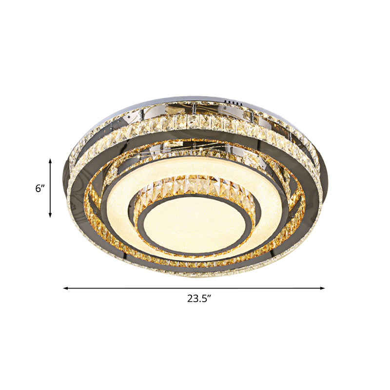 Simple Rounded Close to Ceiling Lighting Fixture Inserted Crystal LED Flushmount in Nickel Clearhalo 'Ceiling Lights' 'Close To Ceiling Lights' 'Close to ceiling' 'Flush mount' Lighting' 1047284