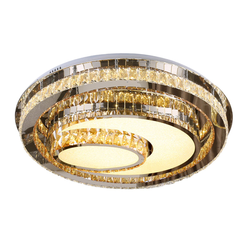 LED Flushmount Ceiling Lamp Nordic Round Beveled Glass Crystal Lighting Fixture in Chrome - Clearhalo - 'Ceiling Lights' - 'Close To Ceiling Lights' - 'Close to ceiling' - 'Flush mount' - Lighting' - 1047287