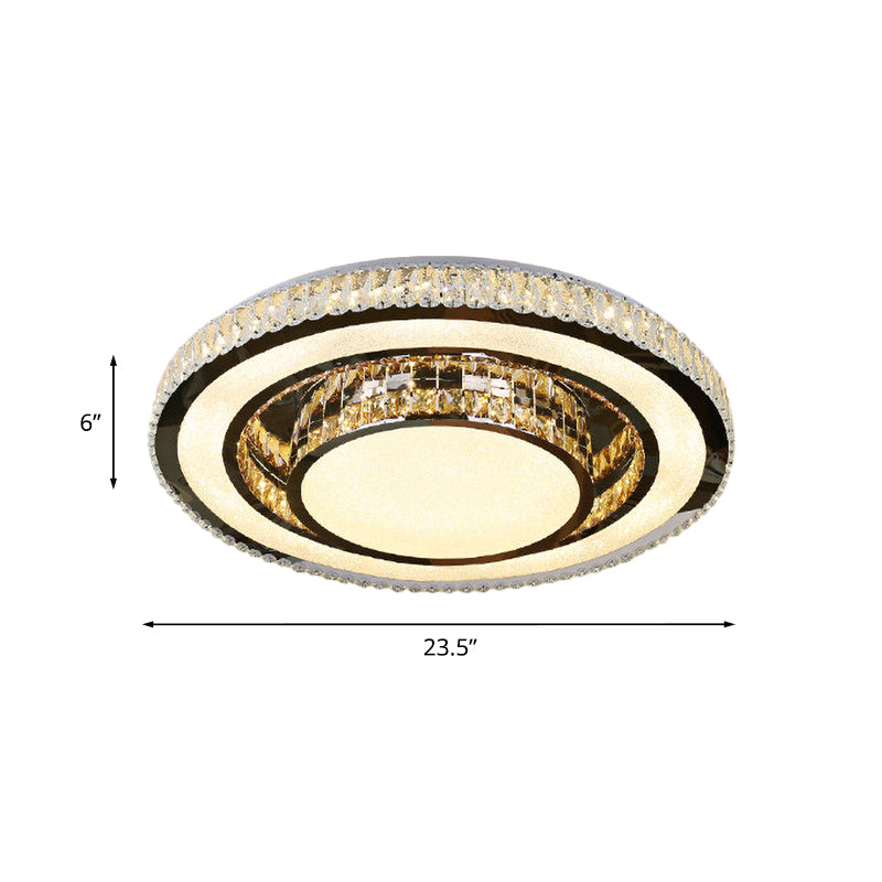 Rounded Light Fixture Ceiling Minimalist Inserted Crystal Flush Mount Spotlight in Nickel Clearhalo 'Ceiling Lights' 'Close To Ceiling Lights' 'Close to ceiling' 'Flush mount' Lighting' 1047296