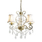 3 Heads Pendant Chandelier with Empire Shade Crystal Raindrop Retro Dining Room Suspended Lighting Fixture in Gold Clearhalo 'Ceiling Lights' 'Chandeliers' Lighting' options 1047314
