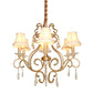 Fabric Shade Crystal Teardrop Chandelier Traditional 6-Bulb Hallway Ceiling Light in Gold Clearhalo 'Ceiling Lights' 'Chandeliers' Lighting' options 1047318