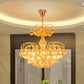 Gold 6 Lights Hanging Chandelier Classic Crystal Prisms Fountain Pendulum Light for Dining Room Clearhalo 'Ceiling Lights' 'Chandeliers' Lighting' options 1047322