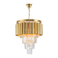Crystal Flute Tapered Ceiling Chandelier Traditional 5 Bulbs Dining Room Suspension Light in Gold Clearhalo 'Ceiling Lights' 'Chandeliers' Lighting' options 1047327