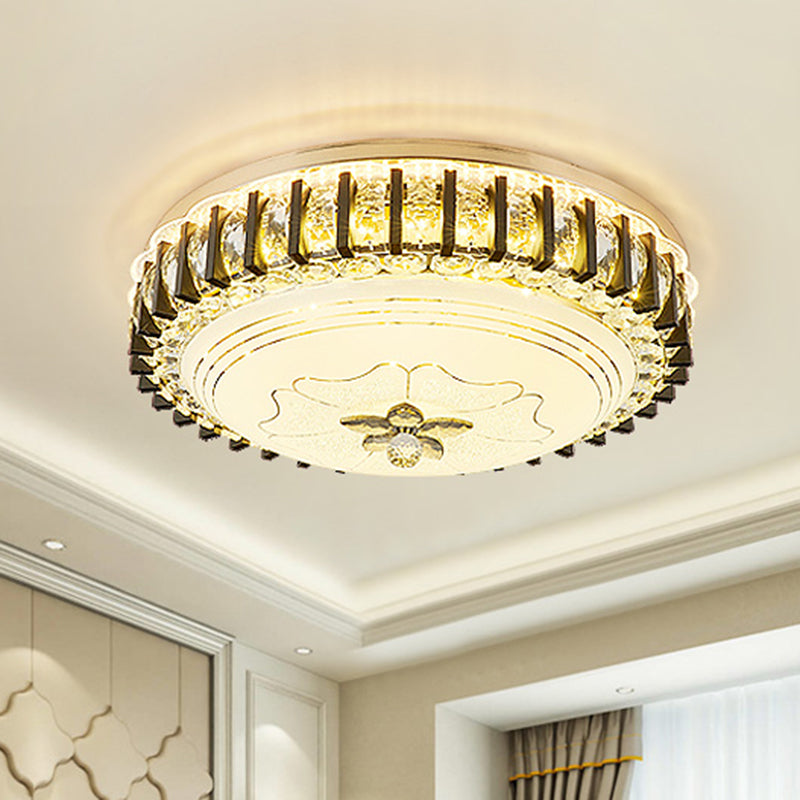 Black Drum Flushmount Lighting Modernism LED Crystal Ceiling Flush for Dining Room Clearhalo 'Ceiling Lights' 'Close To Ceiling Lights' 'Close to ceiling' 'Flush mount' Lighting' 1047419