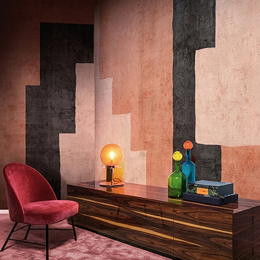 Big Color Block Wall Mural for Coffee Shop Decor Simple Wall Art in Orange and Black, Water-Resistant Clearhalo 'Wall Decor' 'Wall Mural' 1048083