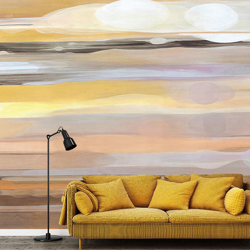 Waterproofing Ombre Wall Mural Decal Non-Woven Material Minimalist Wall Art for Bedroom Yellow-Pink Clearhalo 'Wall Decor' 'Wall Mural' 1048101