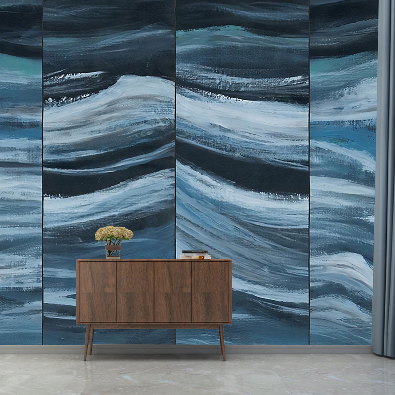 Extra Large Nordic Wall Art in Dark Color Geometries Wall Mural, Custom Size Available Blue Clearhalo 'Wall Decor' 'Wall Mural' 1048118