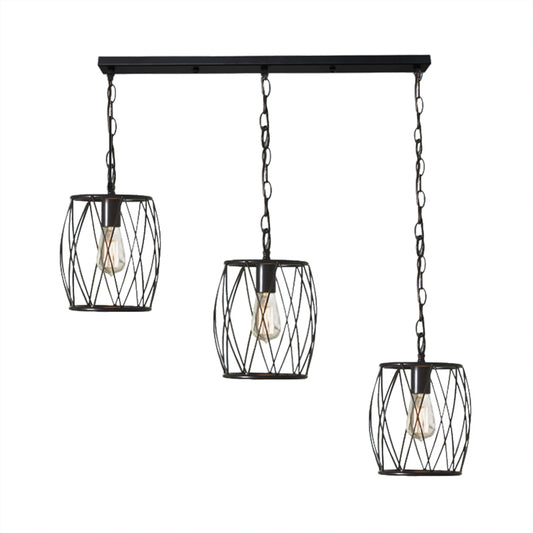 Black 3 Bulbs Hanging Lamp Industrial Stylish Metal Lantern Cage Shade Suspension Light for Foyer Clearhalo 'Art Deco Pendants' 'Black' 'Cast Iron' 'Ceiling Lights' 'Ceramic' 'Crystal' 'Industrial Pendants' 'Industrial' 'Metal' 'Middle Century Pendants' 'Pendant Lights' 'Pendants' 'Rustic Pendants' 'Tiffany' Lighting' 104814