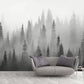 Enormous Misty Trees Wall Mural in Grey Non-Woven Wall Covering for Home Decor, Custom-Printed Clearhalo 'Wall Decor' 'Wall Mural' 1048153