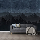 Illustration Night Forest Wall Art Full Size Wall Mural Decal for Kitchen, Personalized Size Available Clearhalo 'Wall Decor' 'Wall Mural' 1048169
