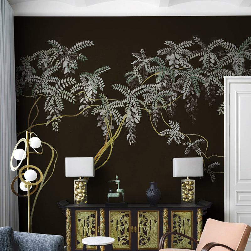 Entwined Trees Wall Mural Decal for Accent Wall, Natural Color, Personalized Size Available Black Clearhalo 'Wall Decor' 'Wall Mural' 1048309