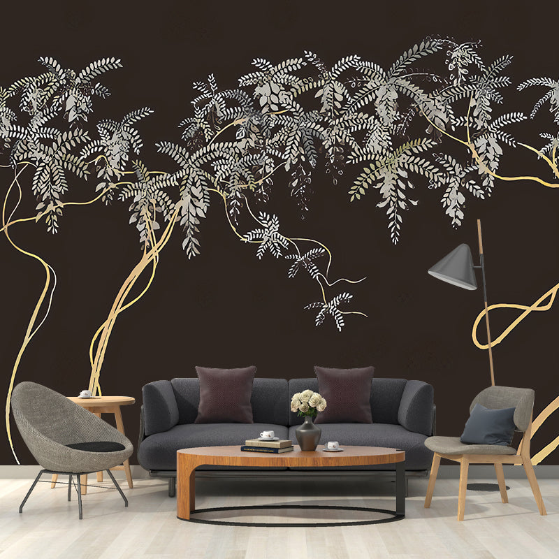 Entwined Trees Wall Mural Decal for Accent Wall, Natural Color, Personalized Size Available Clearhalo 'Wall Decor' 'Wall Mural' 1048311