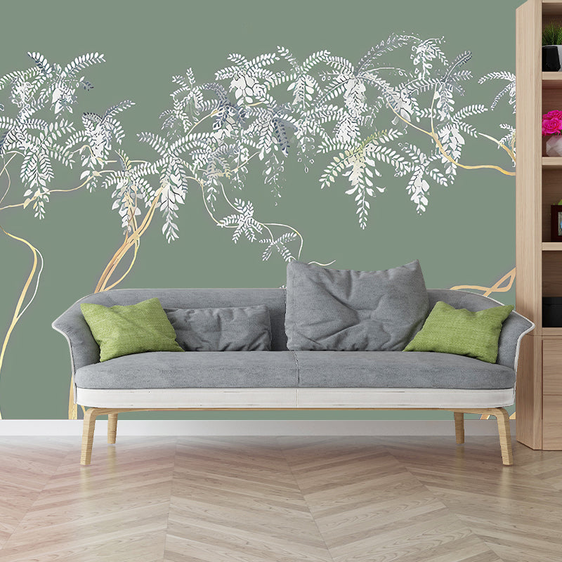 Entwined Trees Wall Mural Decal for Accent Wall, Natural Color, Personalized Size Available Green Clearhalo 'Wall Decor' 'Wall Mural' 1048314