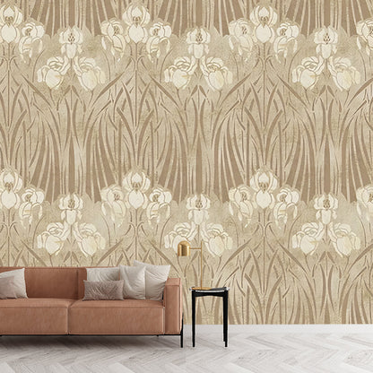 Whole Blossoms Wall Mural for Bedroom Decoration in Beige for Bedroom Decor, Made to Measure Beige Clearhalo 'Wall Decor' 'Wall Mural' 1048354