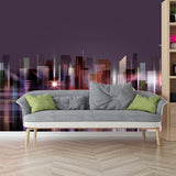 Cool Metropolis Wall Mural Decal for Office Room, Soft Purple, Custom Size Available Clearhalo 'Wall Decor' 'Wall Mural' 1048505