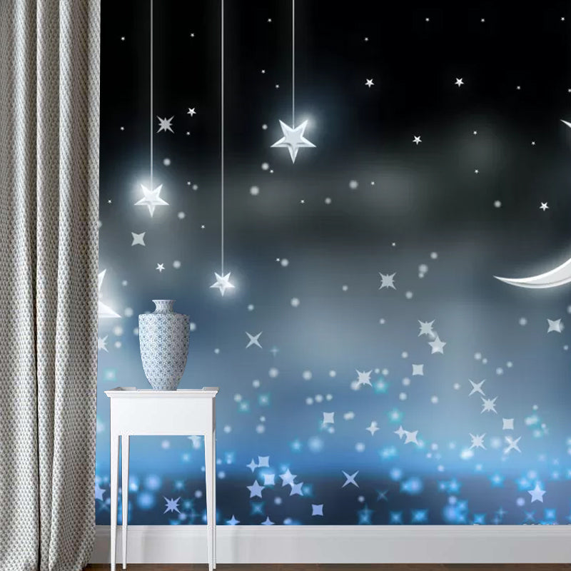 Decorative Stars and Moon Mural Non-Woven Fabric Simplicity Wall Art ...