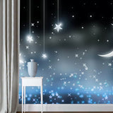 Decorative Stars and Moon Mural Non-Woven Fabric Simplicity Wall Art for Children's Bedroom