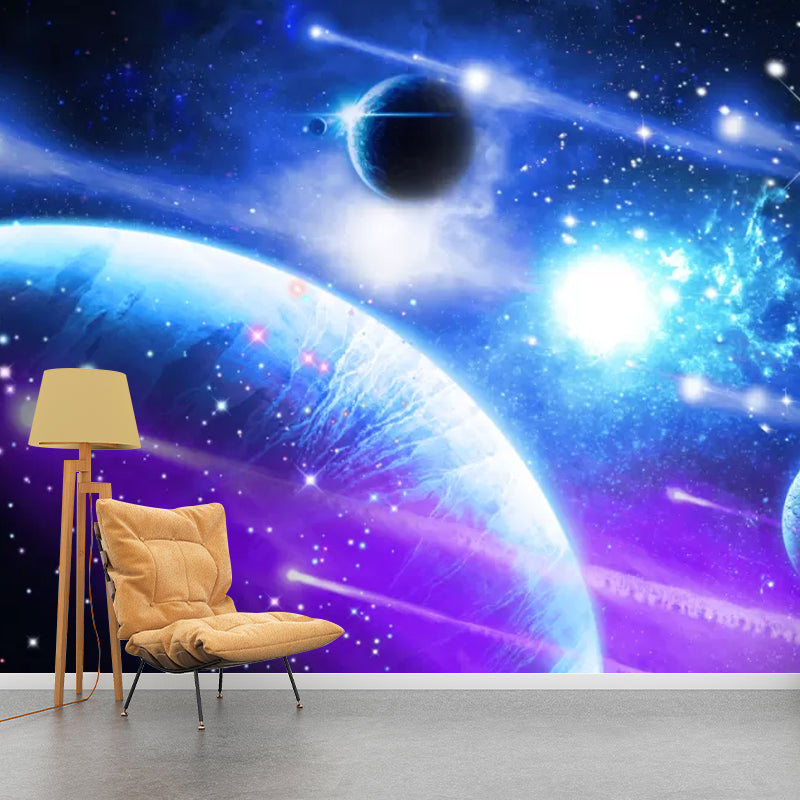 Photo Style Galaxy Wall Mural Extra Large Wall Covering for Ceiling Decor, Made to Measure Blue-Purple Clearhalo 'Wall Decor' 'Wall Mural' 1048675
