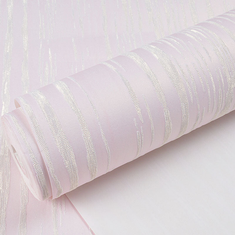 Stripe and Line Wallpaper Roll for Accent Wall in Pastel Color, Peel and Stick, 23.5"W x 29.5'L Light Pink Clearhalo 'Modern wall decor' 'Modern' 'Wallpaper' Wall Decor' 1049090