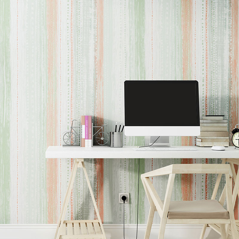 Soft Color Simplicity Wall Decor 20.5 in x 33 ft Vertical Stripes Wallpaper for Accent Wall Gray-Green Clearhalo 'Modern wall decor' 'Modern' 'Wallpaper' Wall Decor' 1049124