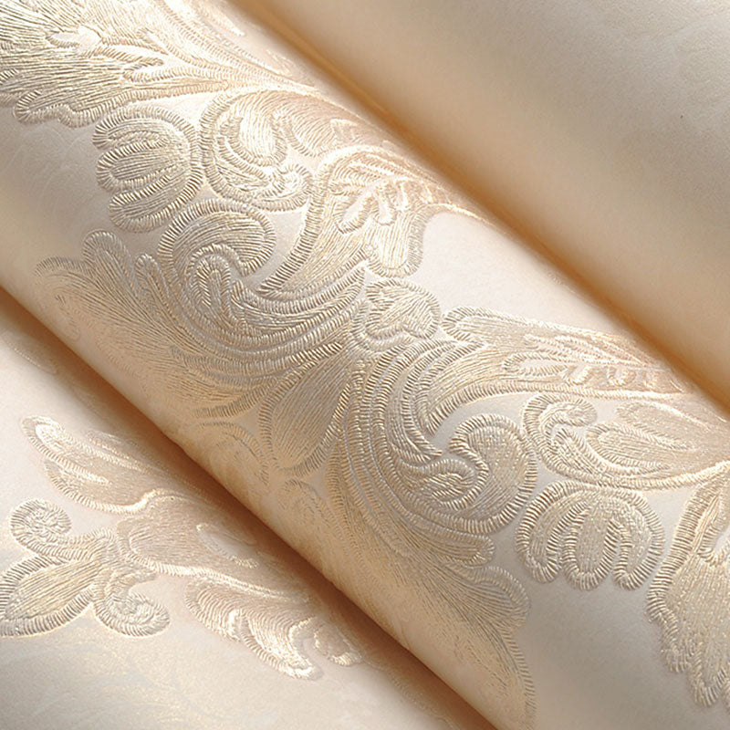 Damasque Wall Decor in Natural Color Non-Woven Fabric Wallpaper Roll for Accent Wall, 20.5 in x 31 ft Clearhalo 'Vintage wall decor' 'Vintage' 'Wallpaper' Wall Decor' 1049169