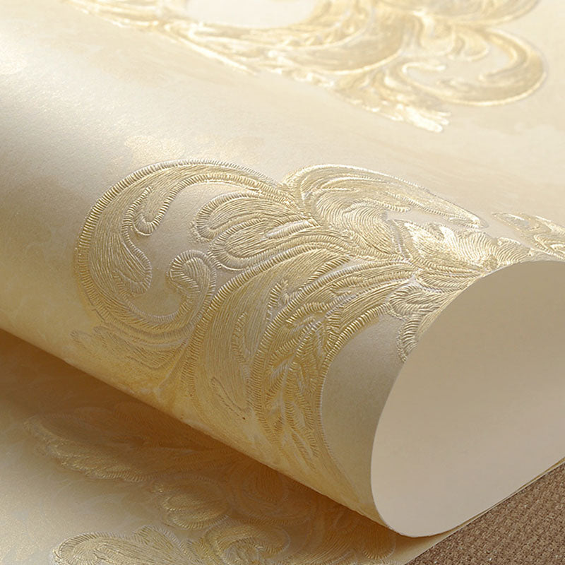 Damasque Wall Decor in Natural Color Non-Woven Fabric Wallpaper Roll for Accent Wall, 20.5 in x 31 ft Clearhalo 'Vintage wall decor' 'Vintage' 'Wallpaper' Wall Decor' 1049173