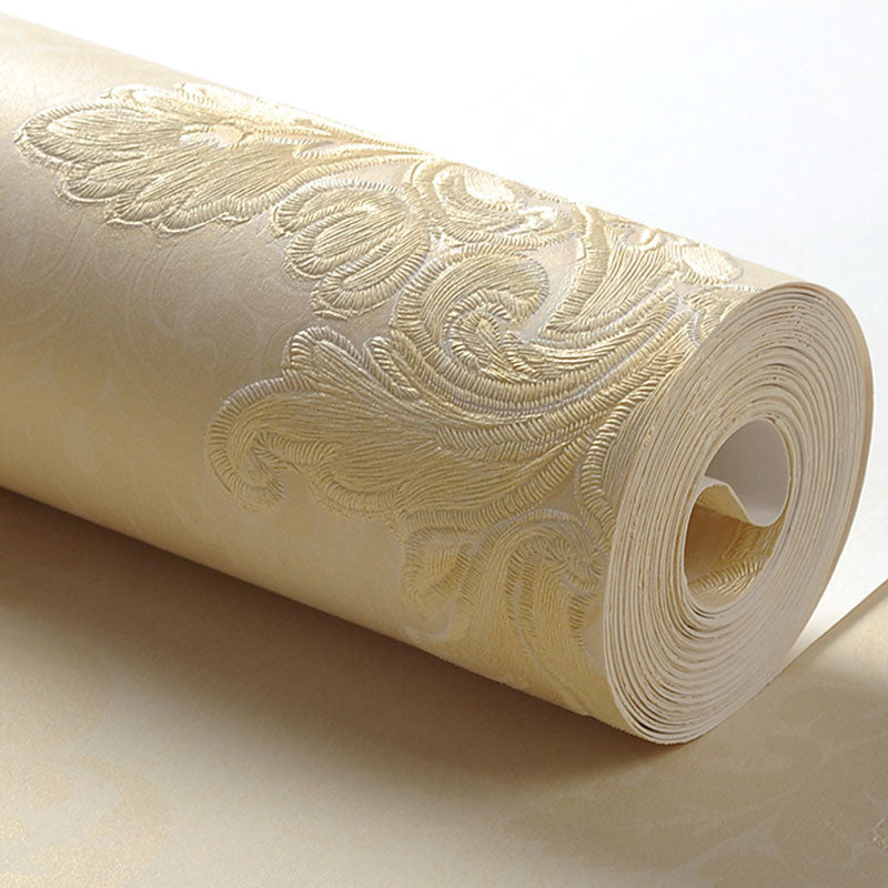 Damasque Wall Decor in Natural Color Non-Woven Fabric Wallpaper Roll for Accent Wall, 20.5 in x 31 ft Clearhalo 'Vintage wall decor' 'Vintage' 'Wallpaper' Wall Decor' 1049174