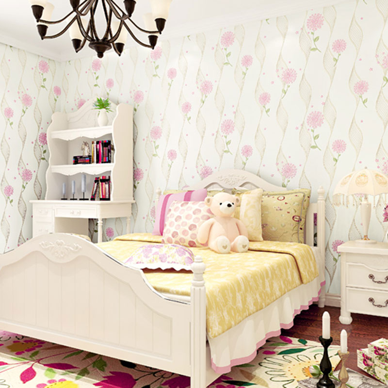 Simple Dandelion Wall Covering Strain-Resistant Wallpaper Roll for Children's Bedroom, Peel and Stick Beige Clearhalo 'Wall Decor' 'Wallpaper' 1049213