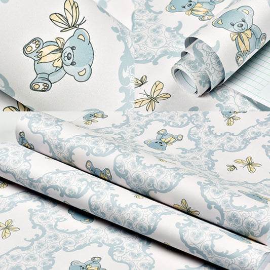 Cartoon Bear Wall Decor in Pastel Color Vinyl Wallpaper Roll for Kid, 23.5-inch x 29.5-foot, Self-Adhesive Clearhalo 'Wall Decor' 'Wallpaper' 1049225