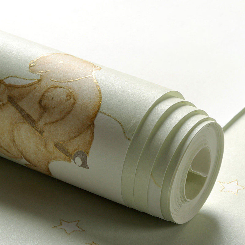 Simplicity Cartoon Bear Wallpaper in Soft Color Children's Bedroom Wall Decor, 31'L x 20.5"W Clearhalo 'Wall Decor' 'Wallpaper' 1049323