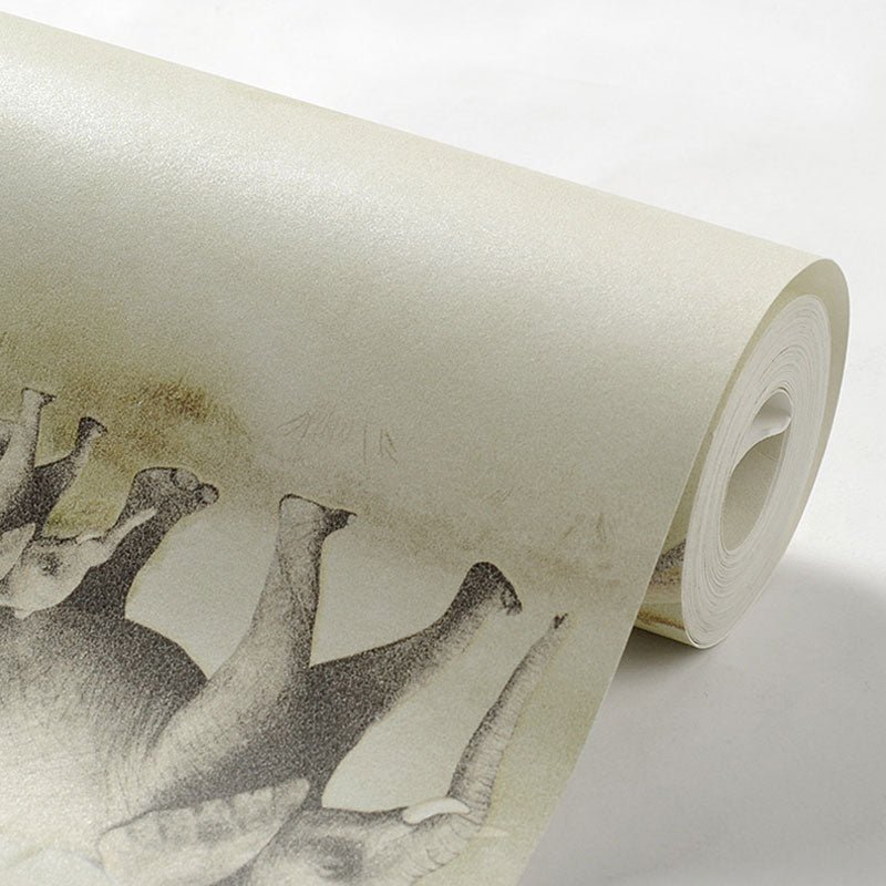 Neutral Color Dinosaur Wall Decor Moisture-Resistant Wallpaper Roll for Kid's Bedroom Clearhalo 'Wall Decor' 'Wallpaper' 1049333